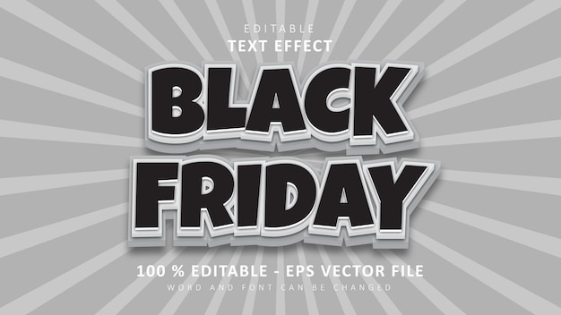 Edytowalny Efekt Tekstowy 3d W Stylu Black Friday Na Białym Tle Na Szarym Tle