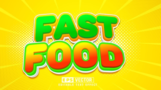 Edytowalny Efekt Tekstowy 3d Z Edytowalnym Fast Foodem Z Tłem