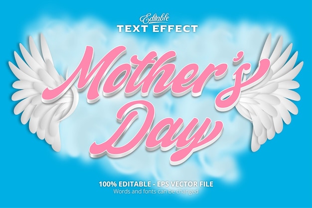 Edytowalny Efekt Tekstowy Chmury I Niebieskie Niebo W Tle Tekst Na Dzień Matki
