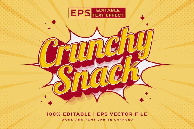 Edytowalny Efekt Tekstowy Crunchy Snack 3d Kreskówka Szablon Stylu Premium Wektor