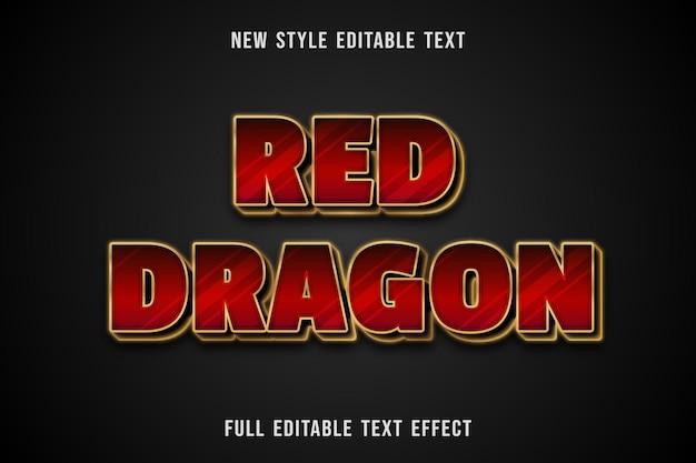 Edytowalny Efekt Tekstowy Czerwony Smok Kolor Czerwony I Złoty