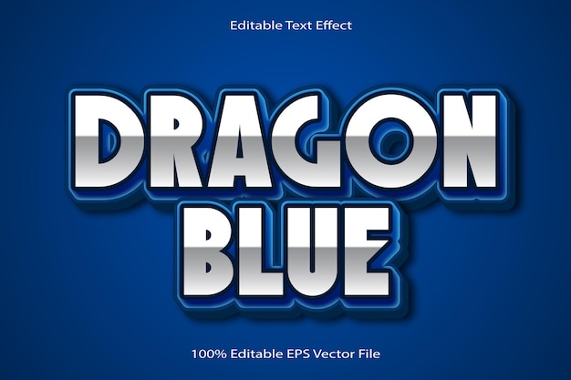 Edytowalny efekt tekstowy Dragon Blue z wytłoczeniem w stylu gradientu kreskówkowego