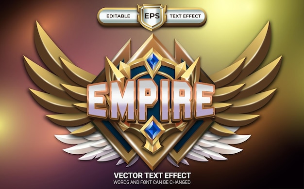 Edytowalny efekt tekstowy Empire 3D ze skrzydlatym emblematem