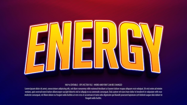Edytowalny efekt tekstowy Energy 3d pogrubiony styl