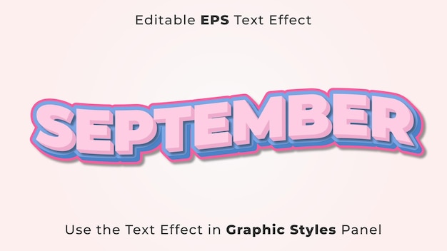 Edytowalny efekt tekstowy EPS z września dla tytułu i plakatu