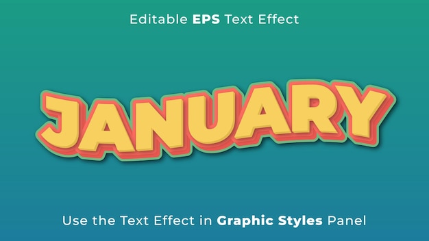 Edytowalny efekt tekstowy EPS ze stycznia dla tytułu i plakatu