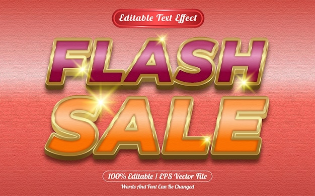 Edytowalny Efekt Tekstowy Flash Sale O Złotym Motywie