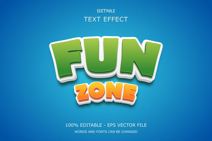 Edytowalny efekt tekstowy Fun Zone 3d cartoon i zabawny styl tekstu