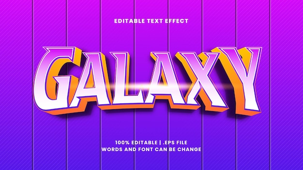 Edytowalny efekt tekstowy Galaxy w nowoczesnym stylu 3d