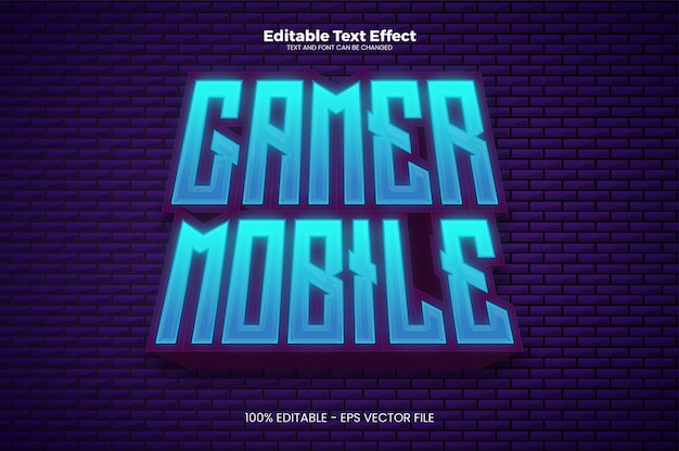 Edytowalny Efekt Tekstowy Gamer Mobil W Stylu Neon