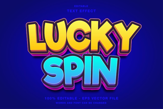 Edytowalny Efekt Tekstowy Gry Lucky Spin 3d