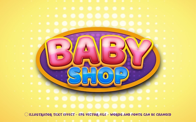 Edytowalny Efekt Tekstowy, Ilustracje W Stylu Baby Shop