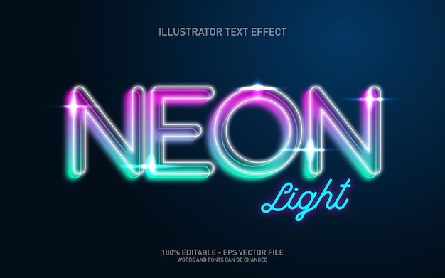 Edytowalny Efekt Tekstowy, Ilustracje W Stylu Neon Light