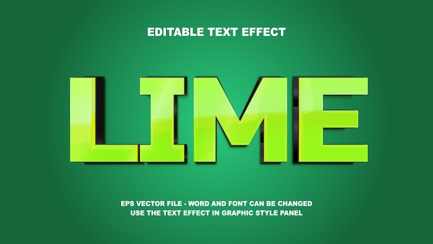 Edytowalny efekt tekstowy Lime 3D Wektorowy szablon