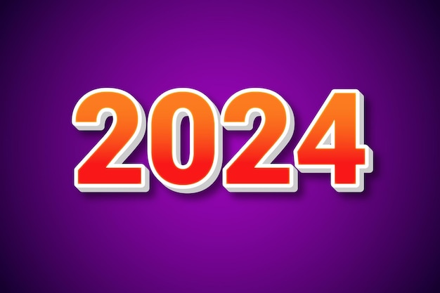 Edytowalny efekt tekstowy metalowego nowego roku 2024