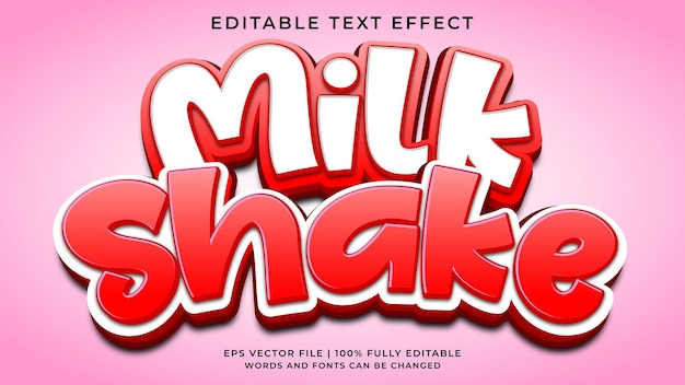 Edytowalny Efekt Tekstowy Milk Shake 3d