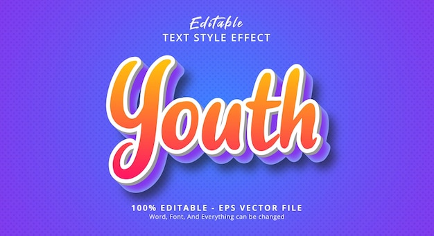 Edytowalny efekt tekstowy Młody tekst na niebieskim i pomarańczowym efekcie stylu warstwowego