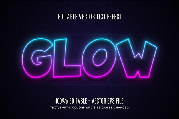 Edytowalny efekt tekstowy Neon Glow Łatwy do zmiany lub edycji