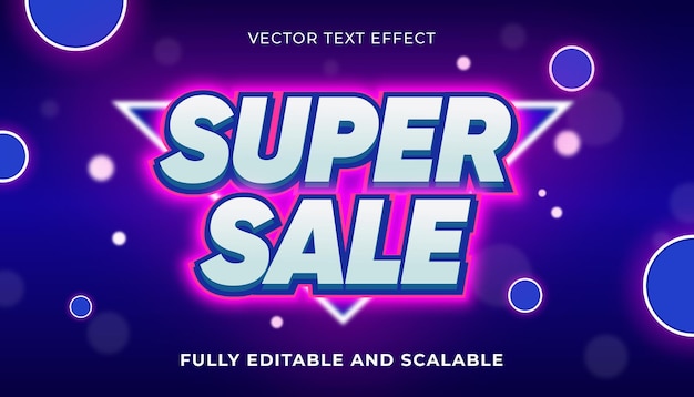 Plik wektorowy edytowalny efekt tekstowy neon super sprzedaż szablon wektor