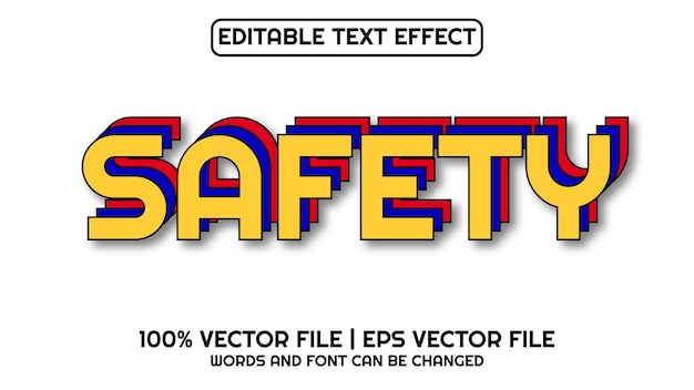 Plik wektorowy edytowalny efekt tekstowy nowoczesne bezpieczeństwo 3d i minimalny styl czcionki