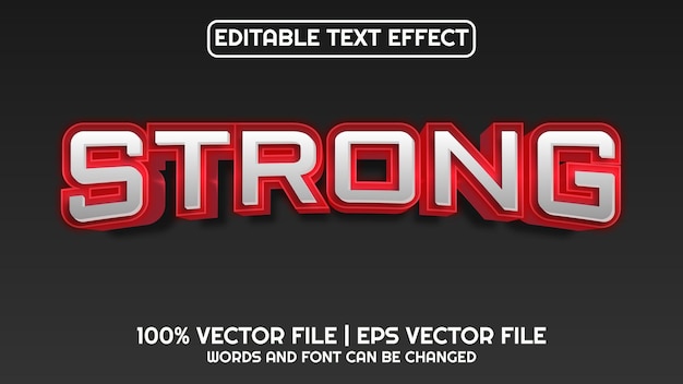 Plik wektorowy edytowalny efekt tekstowy nowoczesny 3d silny i minimalny styl czcionki
