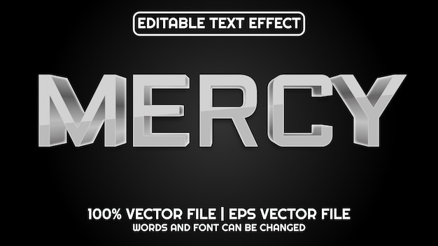 Plik wektorowy edytowalny efekt tekstowy nowoczesny miłosierdzie 3d i minimalistyczny styl czcionki