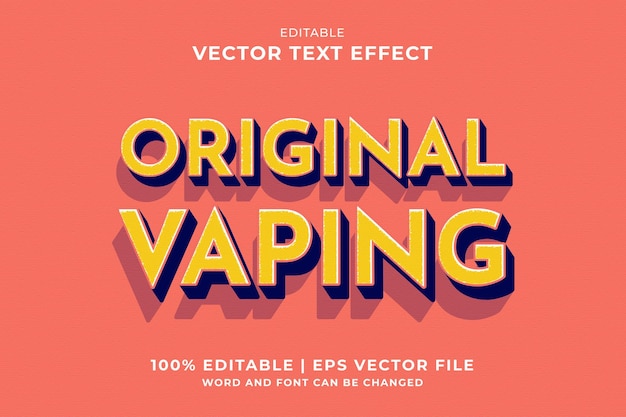 Edytowalny Efekt Tekstowy Oryginalny Styl Szablonu Vaping 3d Premium Vector