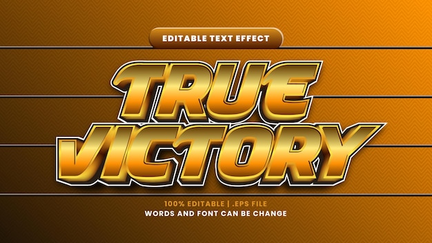 Edytowalny Efekt Tekstowy Prawdziwego Zwycięstwa W Nowoczesnym Stylu 3d