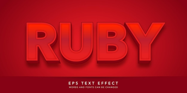 Plik wektorowy edytowalny efekt tekstowy ruby 3d