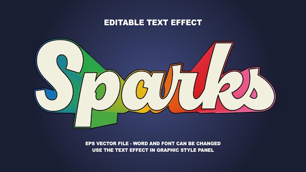 Edytowalny efekt tekstowy Sparks 3D Vector Template