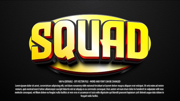 Edytowalny Efekt Tekstowy Squad E Sport 3d