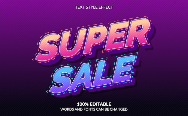 Edytowalny efekt tekstowy, styl tekstu Super Sale