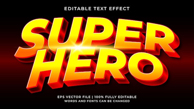 Plik wektorowy edytowalny efekt tekstowy super hero 3d
