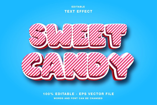 Plik wektorowy edytowalny efekt tekstowy sweet candy 3d