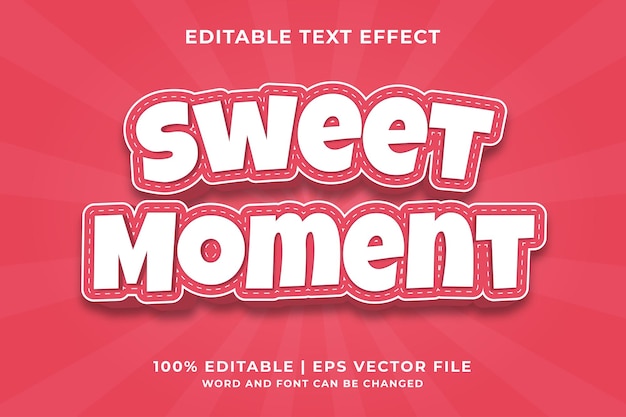 Edytowalny Efekt Tekstowy - Szablon Wektor Premium W Stylu Sweet Moment