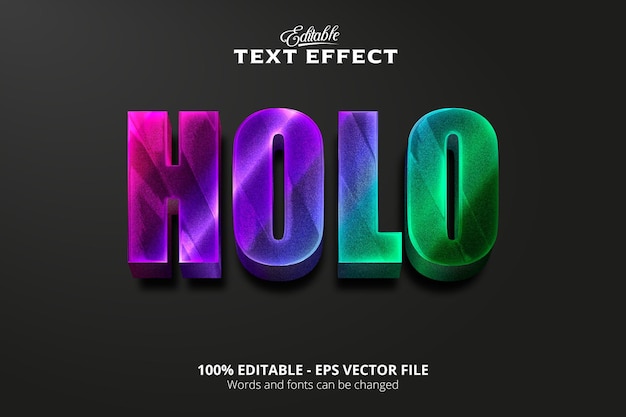 Edytowalny efekt tekstowy Szare tło Efekt holograficzny Kolorowy styl