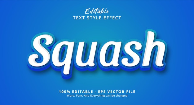 Edytowalny Efekt Tekstowy, Tekst Do Squasha Na Efekt świeżego Niebieskiego Koloru
