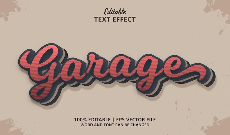 Wektor edytowalny efekt tekstowy w garażu w stylu vintage
