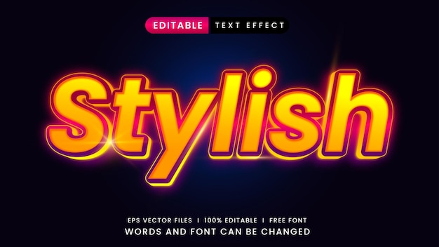 Plik wektorowy edytowalny efekt tekstowy w stylu neonowego gradientu świecącego znaku