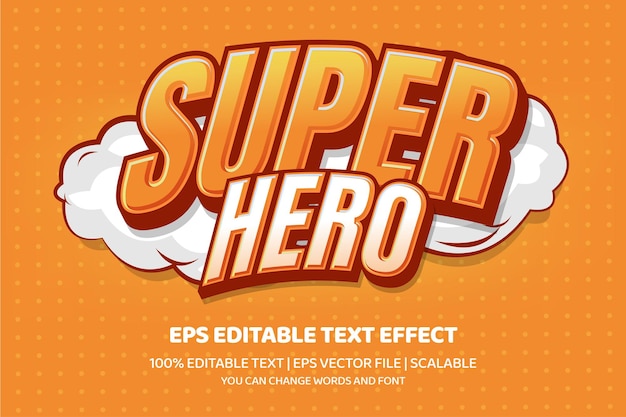 Plik wektorowy edytowalny efekt tekstowy w stylu retro superbohatera