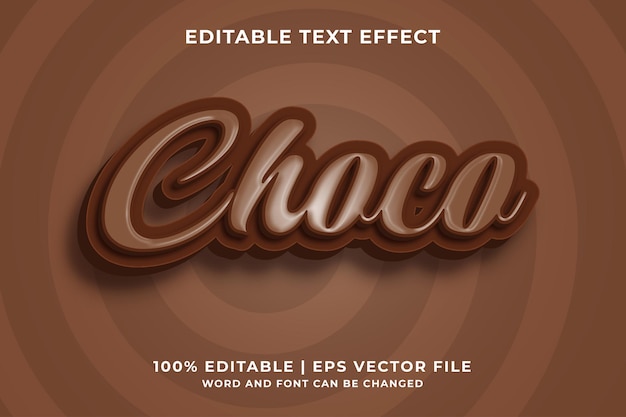 Edytowalny efekt tekstowy - wektor premium w stylu szablonu Choco 3d