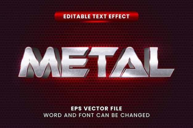 Edytowalny Efekt Tekstowy Wektora 3d Metalu