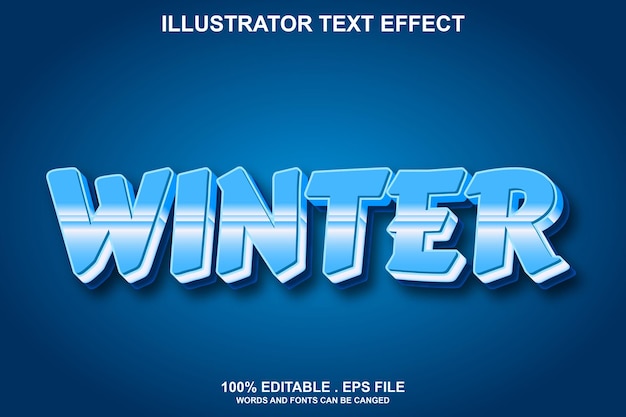 Plik wektorowy edytowalny efekt tekstowy winter3d