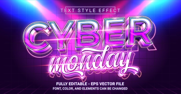 Plik wektorowy edytowalny efekt tekstowy z motywem cyber monday premium graphic vector template