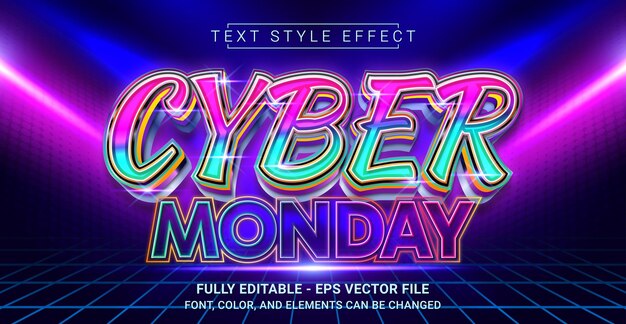 Plik wektorowy edytowalny efekt tekstowy z motywem cyber monday premium graphic vector template