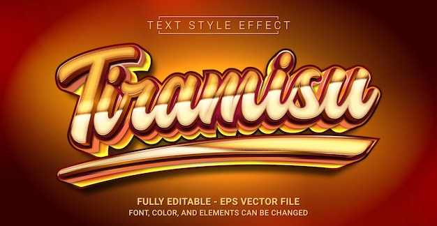 Plik wektorowy edytowalny efekt tekstowy z tiramisu theme premium graphic vector template