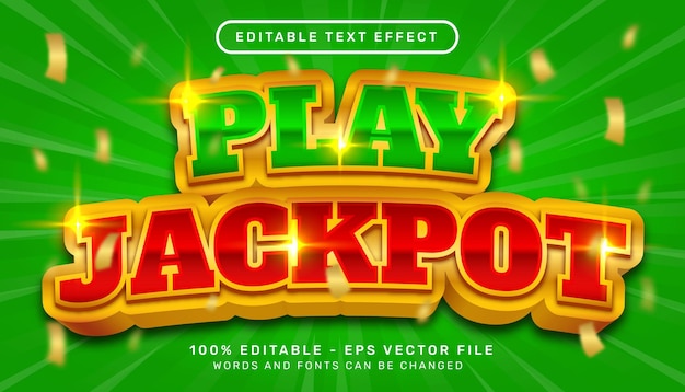 Edytowalny Efekt Tekstowy Zagraj W Koncepcję Stylu 3d Jackpot