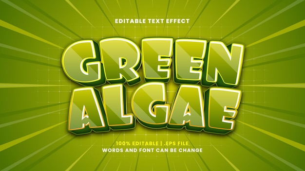 Edytowalny Efekt Tekstowy Zielonych Alg W Nowoczesnym Stylu 3d