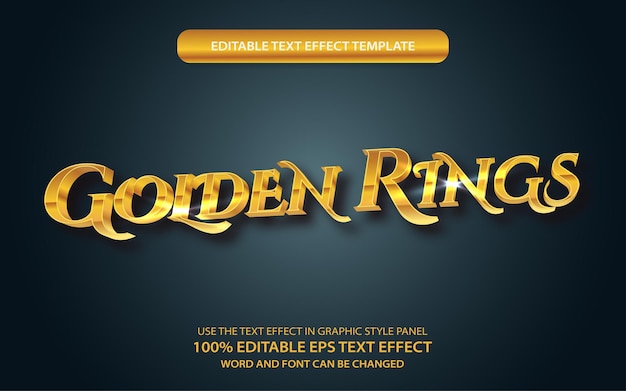 Plik wektorowy edytowalny efekt tekstowy złote pierścienie styl tekstu luksusowy złoty kolor
