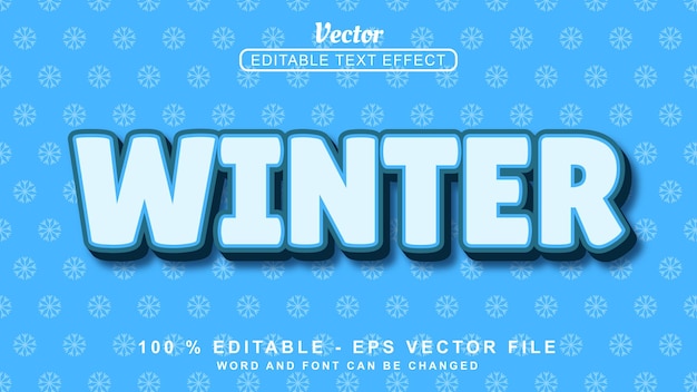 Edytowalny Efekt Tekstu 3d Niebieski Zimowy Styl Zabawy Na Niebieskim Tle